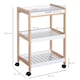 image 5 of HOMCOM 3-Tier Mobile Kitchen Trolley Cart Storage Shelves Rack Rolling Wheels White 46 x 35 x 74.5 cm