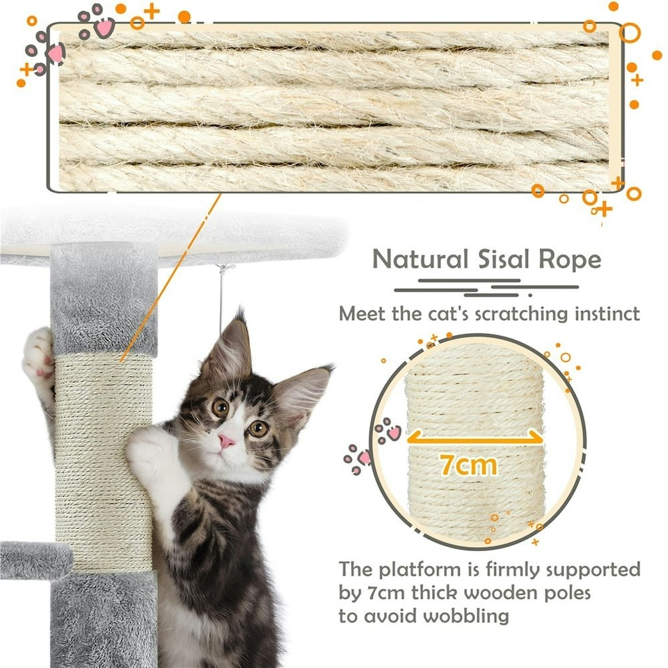 image 1 of Yaheetech Cat Activity Center with Condo Light Grey