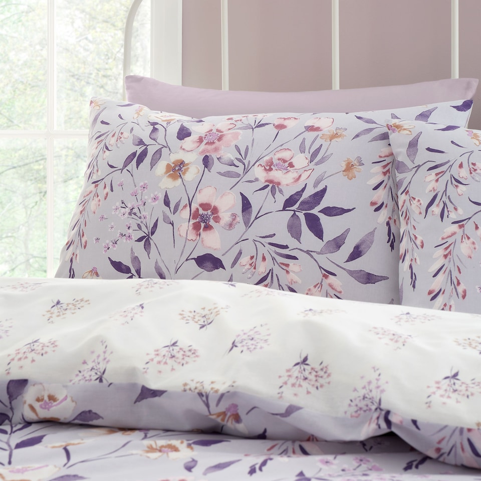 image 1 of Isadora Floral Reversible Duvet Cover Set | Purple | Lilac