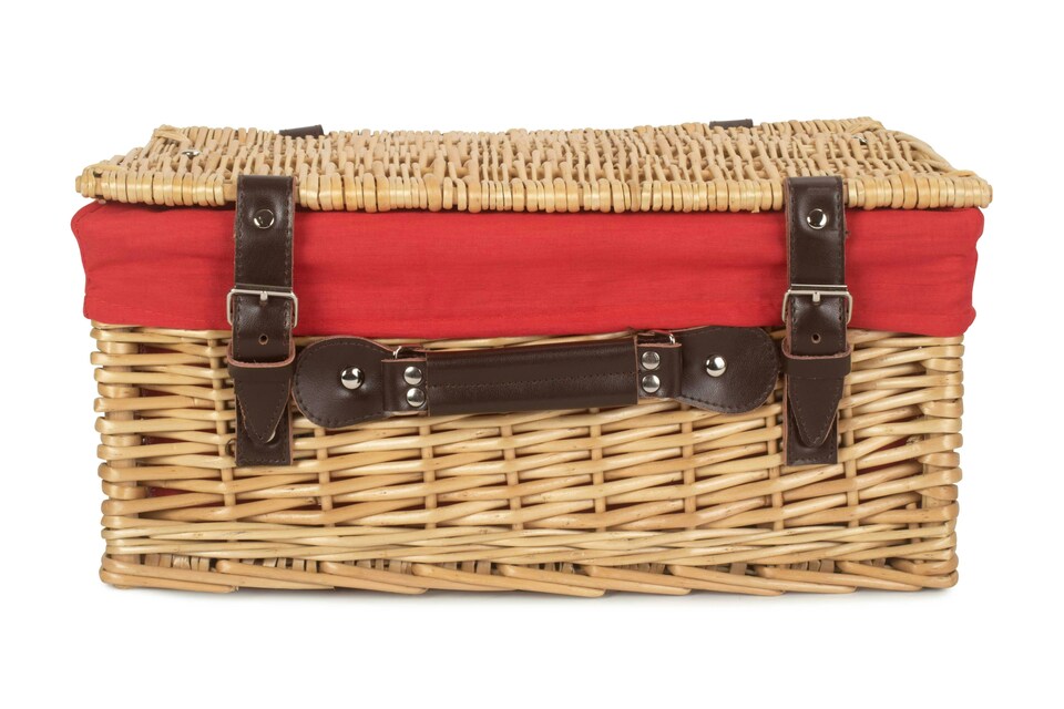 image 1 of 40cm Buff Wicker Picnic Basket with Lining | Red | Red | One Size