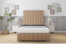 Sloomy Langston Latte Dumfries Bed Frame With Mattress With 50" Upholstered Headboard 4' Small Double
