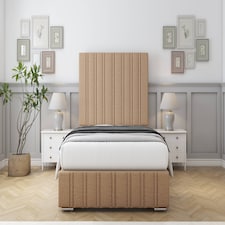 Sloomy Langston Latte Dumfries Bed Frame With Mattress With 50" Upholstered Headboard 4' Small Double