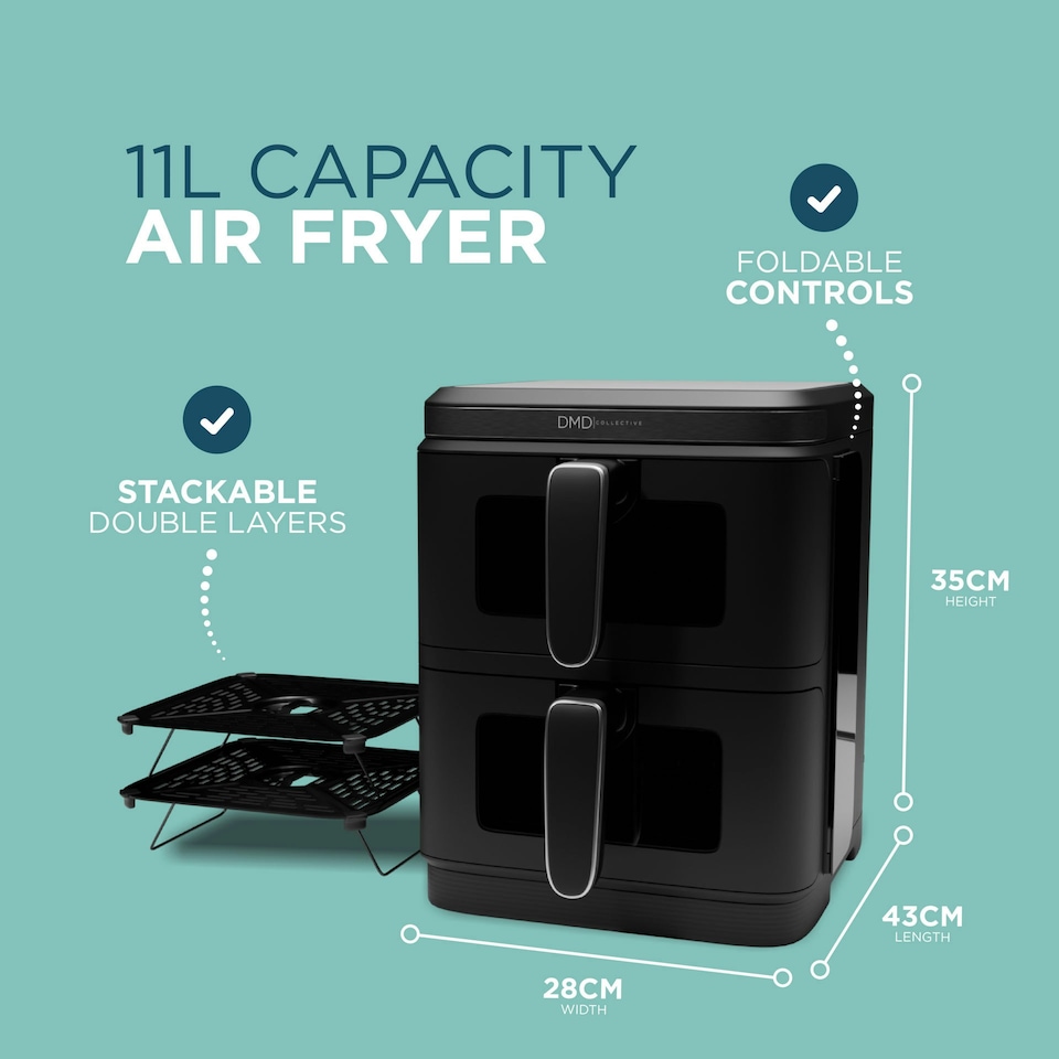 image 1 of DMD 11L Vertical Dual Stacked Air Fryer with 12 Cooking Functions