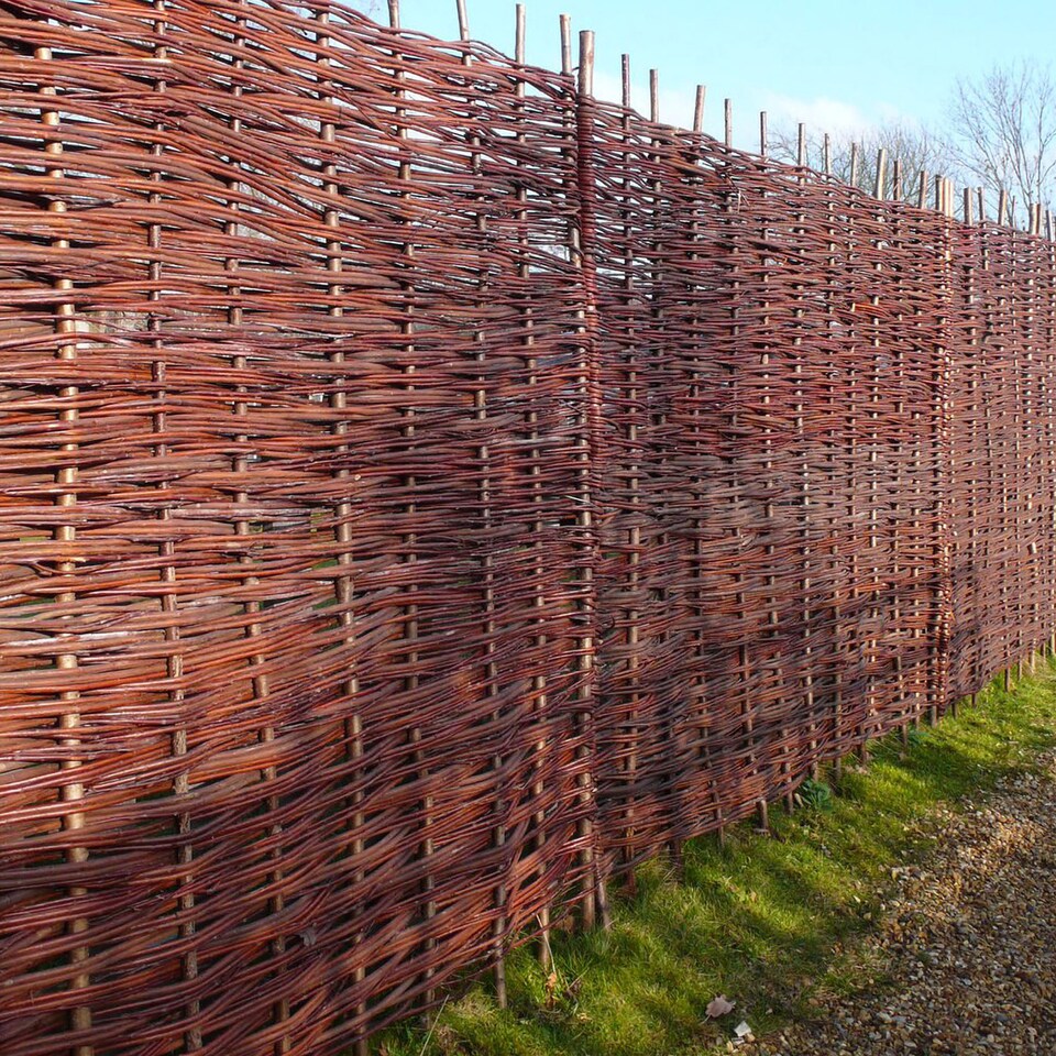 image 1 of Willow Hurdle Fence Panel Premium Weave Woven Screening 6ft x 6ft | Brown | Brown
