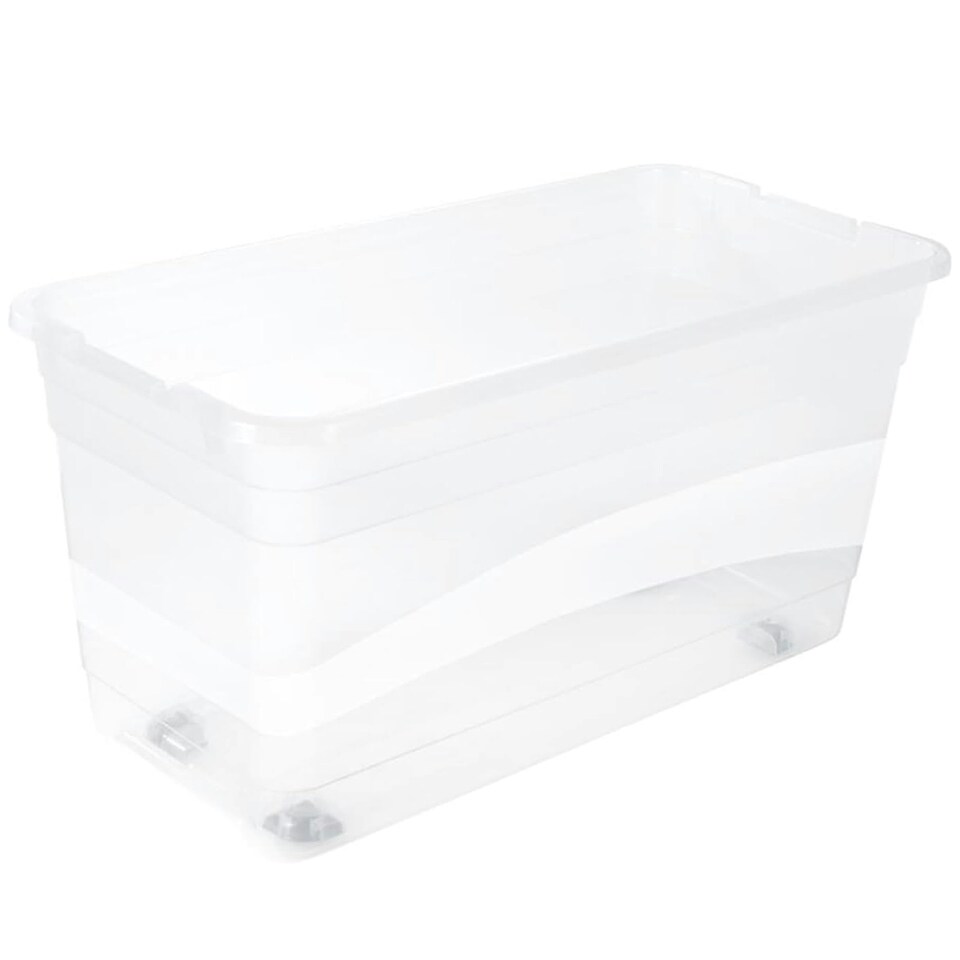image 1 of Keeeper Crystal Box 83 Litre with Lid and Caster Wheels - Transparent