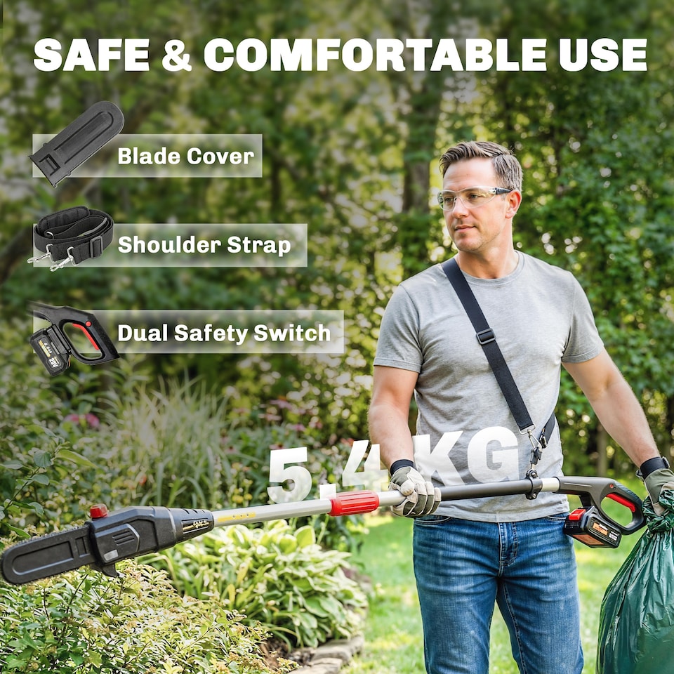 image 1 of Outsunny Cordless Pole Chainsaw, 1.94m/2.56m Electric Chainsaw | Black | Black | 194-256L x 13W x 19H cm