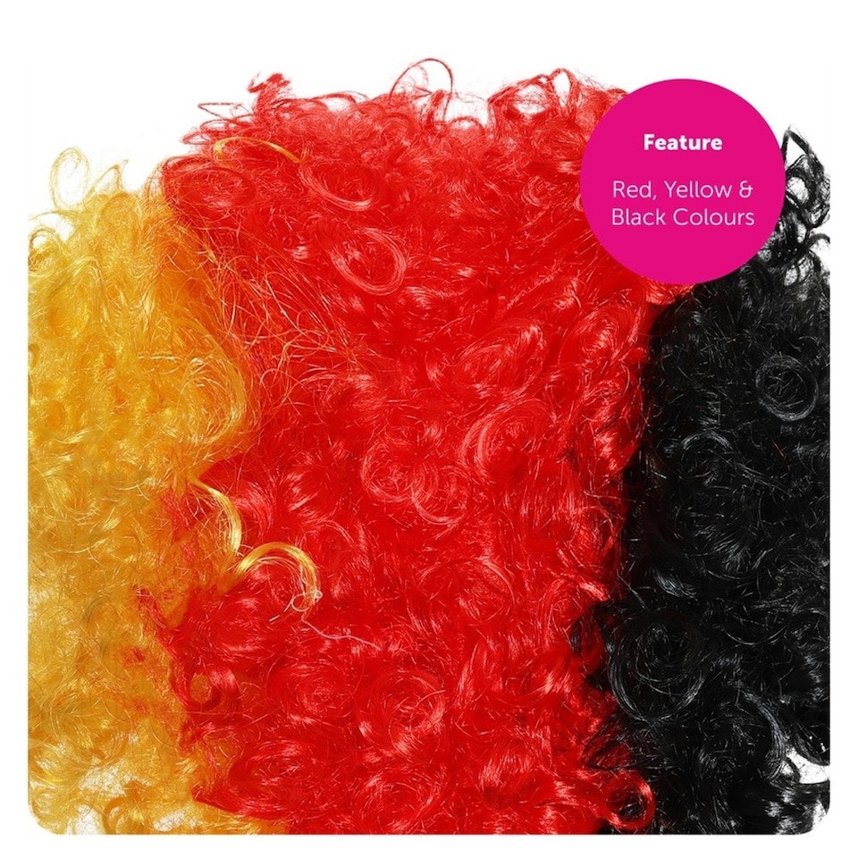 image 1 of Pack of 24 German Supporters Curly Wig Multi | One Size