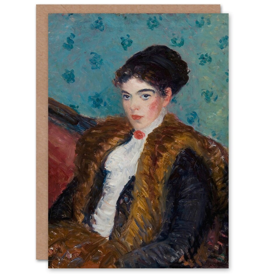 image 1 of William James Glackens Art Card Girl with Fox Furs