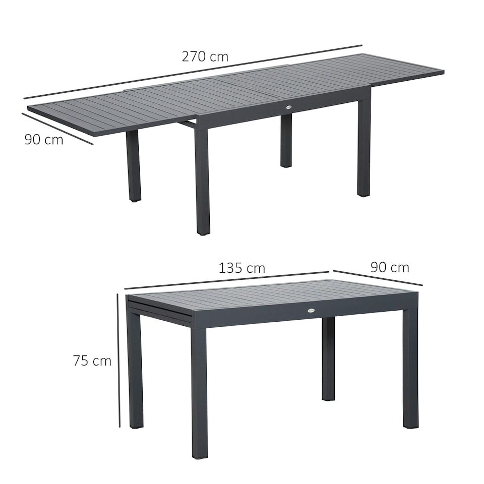 image 1 of Outsunny Extendable Garden Table 10 Seater for Lawn Balcony Patio