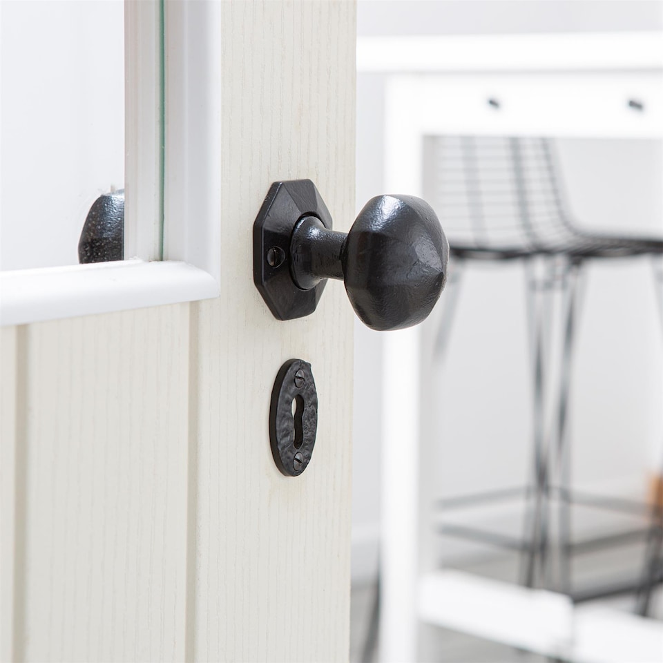 image 1 of Hammer & Tongs Octagonal Rim & Mortice Door Knob - W60mm - Raw | Grey | Raw