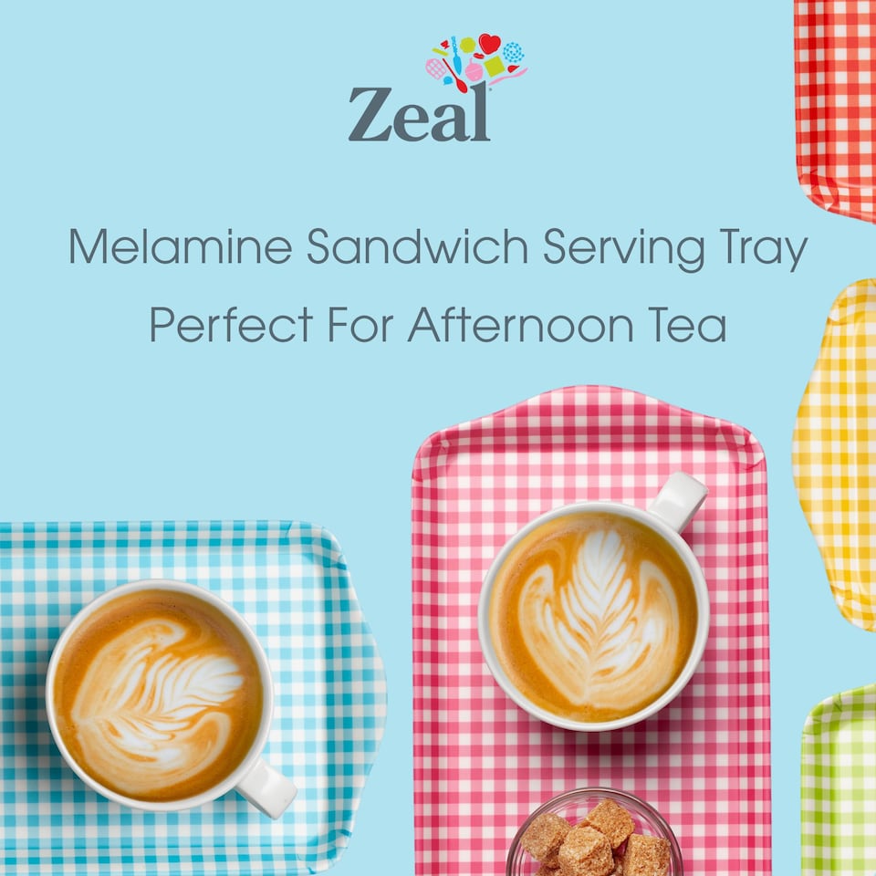 image 1 of Zeal Melamine Sandwich Serving Tray, Gingham Pattern, 25 x 13cm, Orange