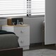 image 1 of FWStyle Esher 2 Drawer Bedside Table Matt White With Oak Top