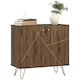 image 1 of HOMCOM Sideboard Storage Cabinet with Luxurious Steel Lines Steel Legs Brown Brown
