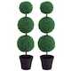 image 1 of Outsunny Set of 2 Artificial Boxwood Ball Topiary Trees Potted Decorative Plant Indoor Decor (112cm)