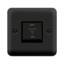 SE HOME Curved Matt Black 10A 1 Gang Ingot 3 Pole Fan Isolation Switch Black | Black Matt