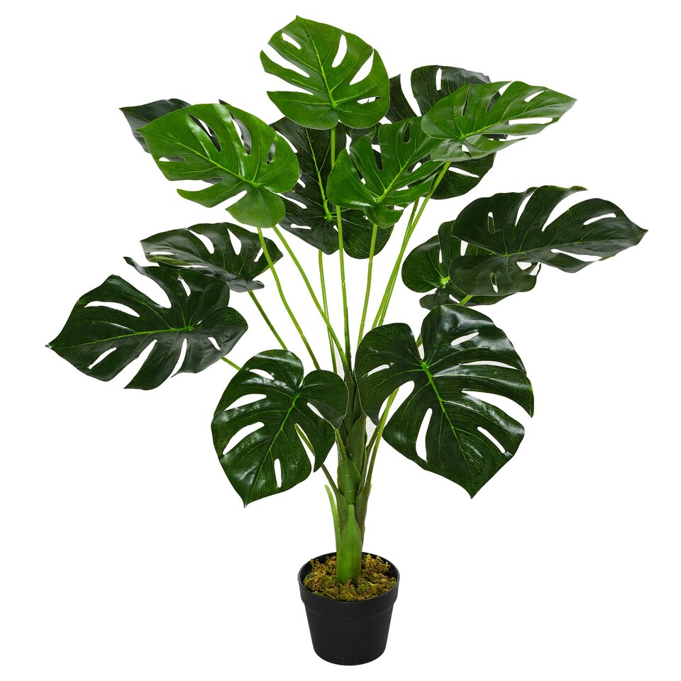 image 1 of Outsunny 85cm Artificial Monstera Tree Fake Plant in Pot Indoor Décor