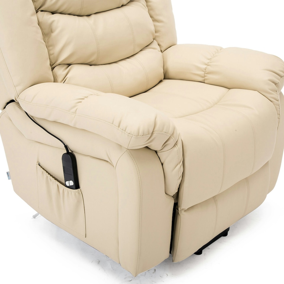 image 1 of Seattle Electric Single Motor Rise Recliner Bonded Leather Chair (Cream)