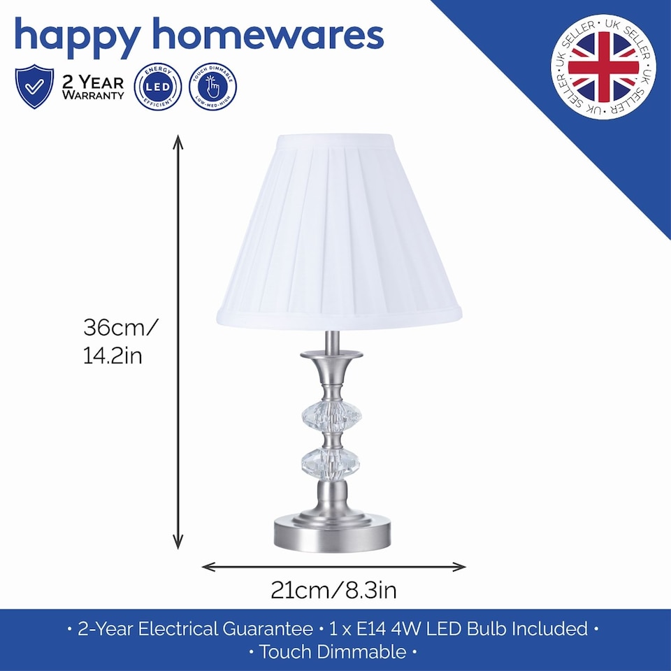 image 1 of Contemporary Satin Nickel Power Saving and Eco Friendly LED Touch Table Lamp | Silver | Satin Nickel | 1