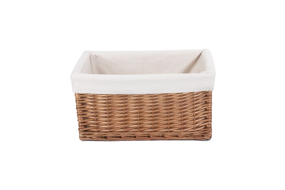 image 1 of Small Lined Double Steamed Storage Basket | Brown | Brown