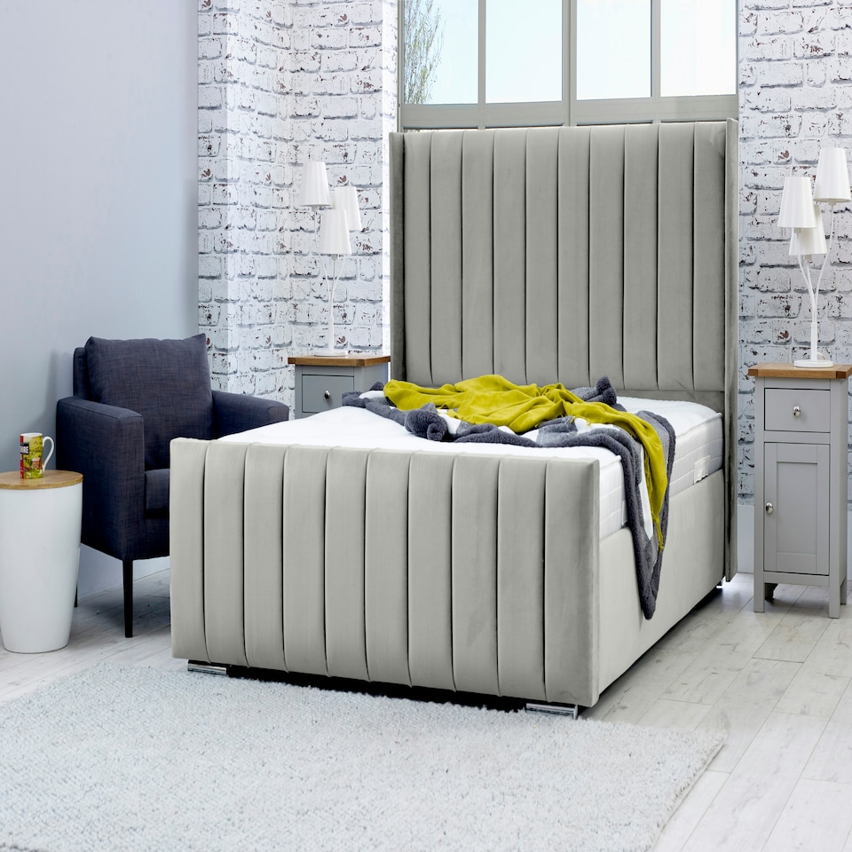 Caira Plush Superking Bed Frame - Silver