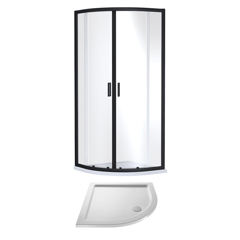 Ruwa Quadrant Shower Suite & 6mm Glass 900x900mm Tray Enclosure Black | Black | Matt Black | 2