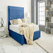 Downtown Plush Small Double Bed Frame - Blue
