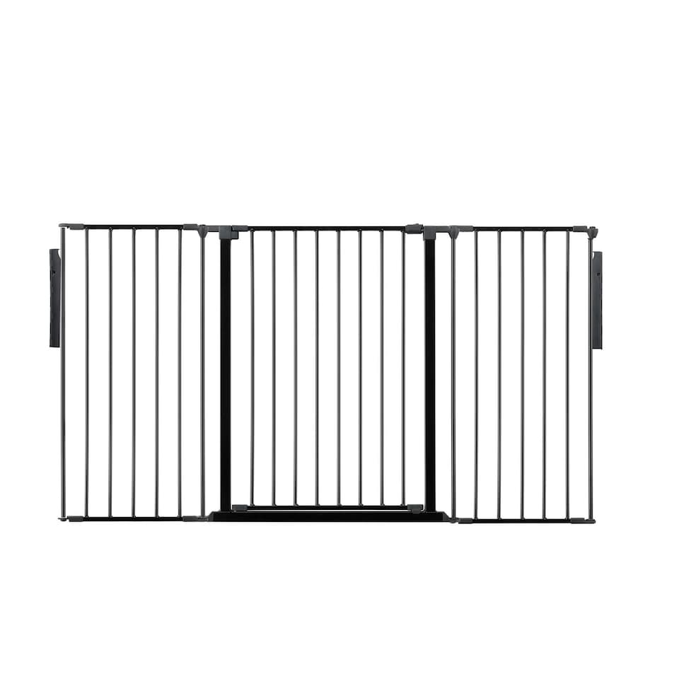 image 1 of Safetots Premium Extra Tall Room Divider, up to 174cm Wide, Black, 105cm Tall, Multi Panel Barrier for Baby and Toddler | Black