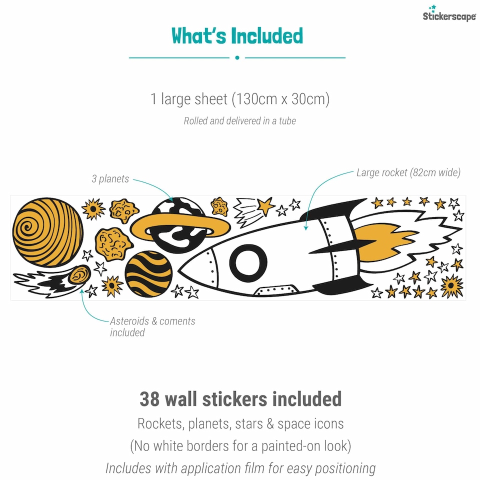 image 1 of Rocket and Stars Wall Stickers