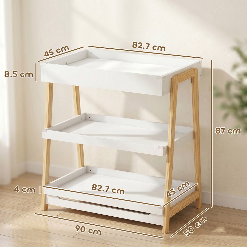 image 1 of AIYAPLAY Baby Changing Table with 2 Storage Shelves White