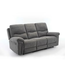 Fosse 3 Seater Manual Recliner Fabric Sofa Grey | Dark Grey