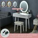 image 5 of COSTWAY Makeup Vanity Dressing Table Set with Lighted Mirror White