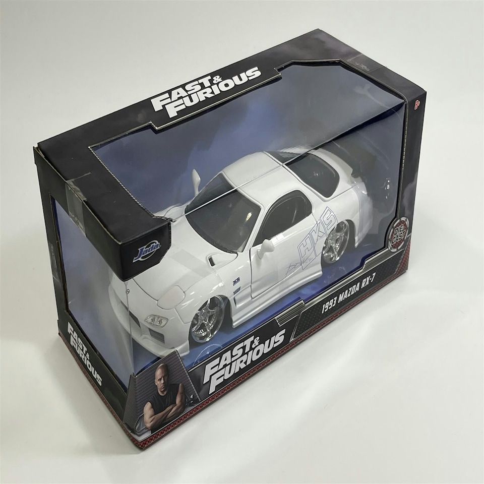 image 1 of Fast and Furious 1993 Mazda RX-7 White HKS Power 1:24 Scale Jada 32607