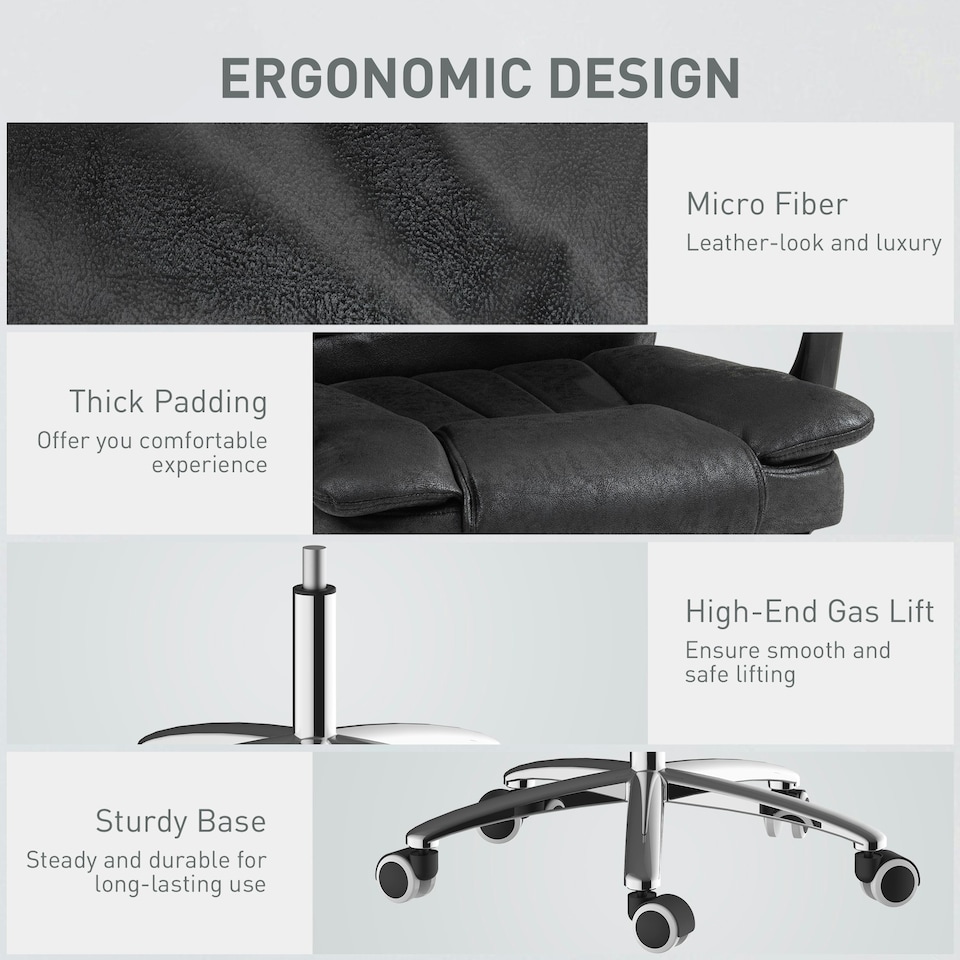 image 1 of Vinsetto Executive Office Chair Computer Desk Chair for Home w/ Footrest, Black