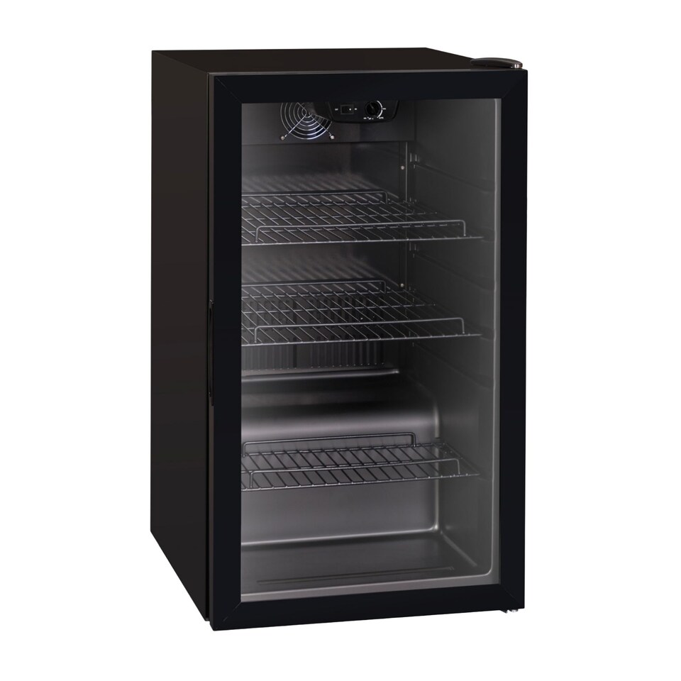 image 1 of 110L Under Counter Drinks Fridge Wine Cooler, Glass Door, Black - DC10BL