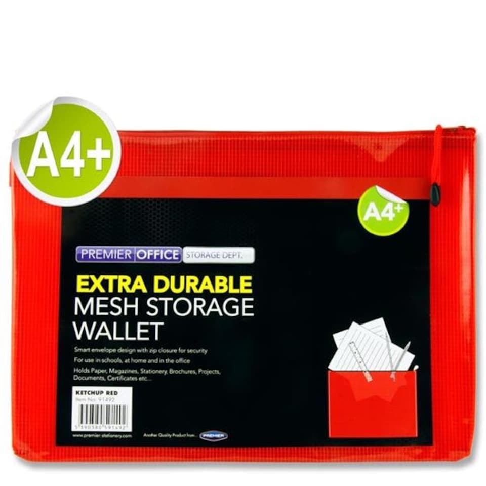 image 1 of A4+ Extra Durable Ketchup Red Mesh Wallet by Premto