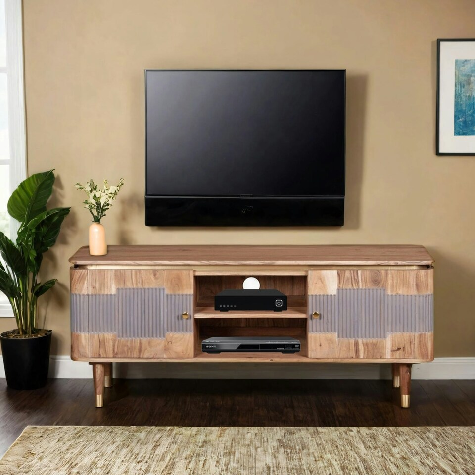 image 1 of Alaina Acacia Wood TV unit