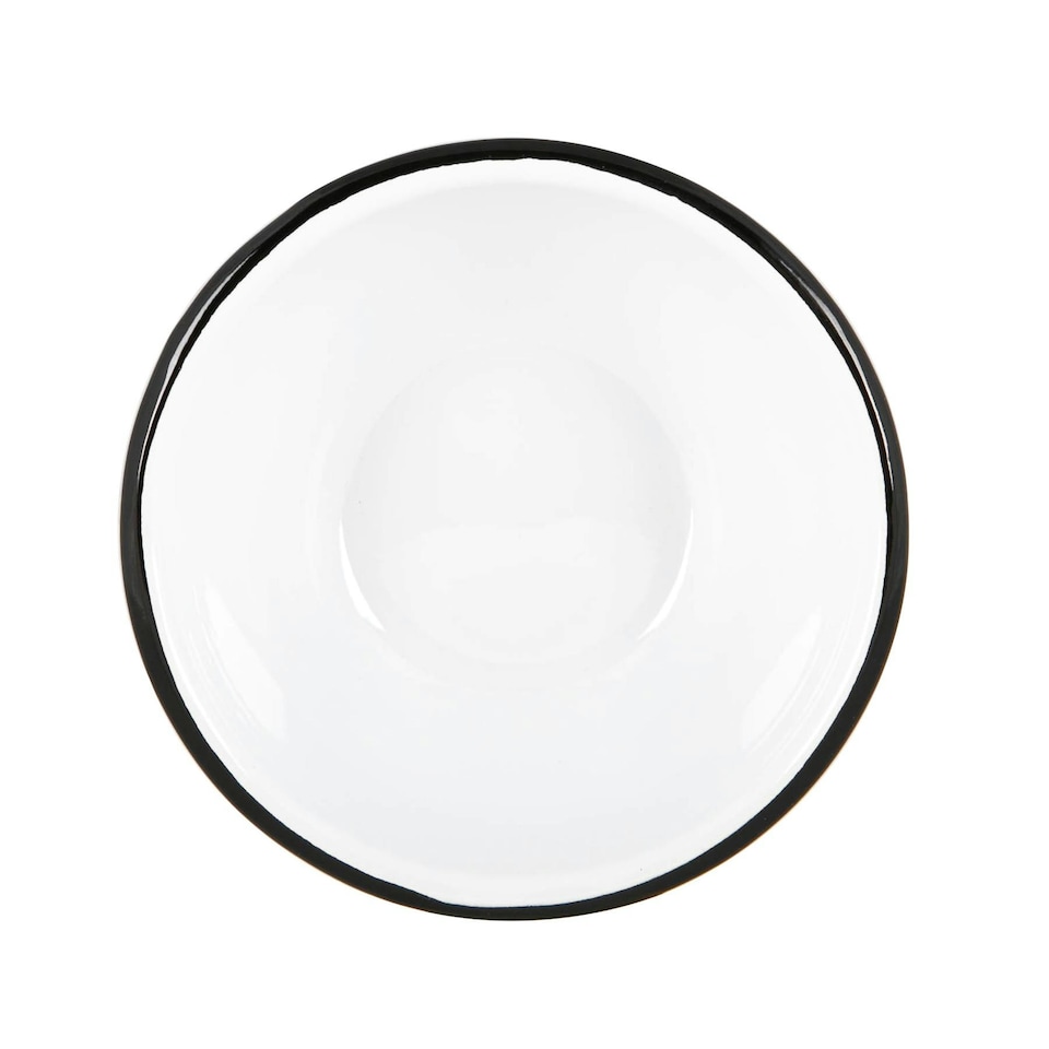 image 1 of Argon Tableware White Enamel Bowls - 16cm - Black - Pack of 6 Black