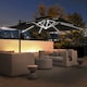 image 7 of Outsunny Garden Cantilever Parasol, Patio Umbrella w/ Solar LED Lights, Grey Grey | Grey