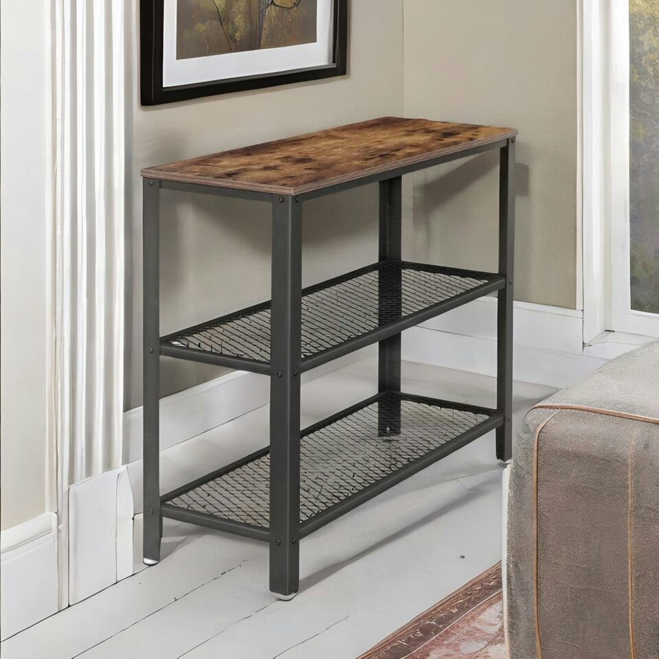 image 1 of 3 Tier Hallway Console Table Rustic Brown Brown