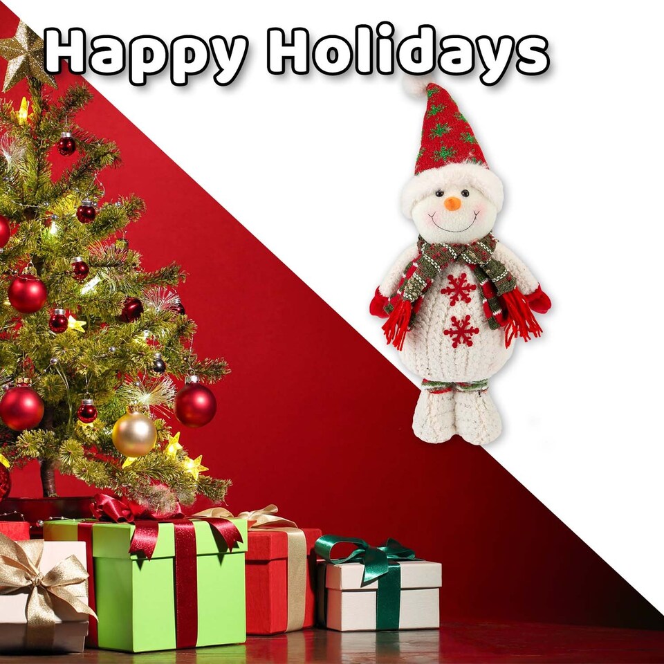 image 1 of PMS Christmas Standing Snowman Plush 41.5cm x 21.5cm, White