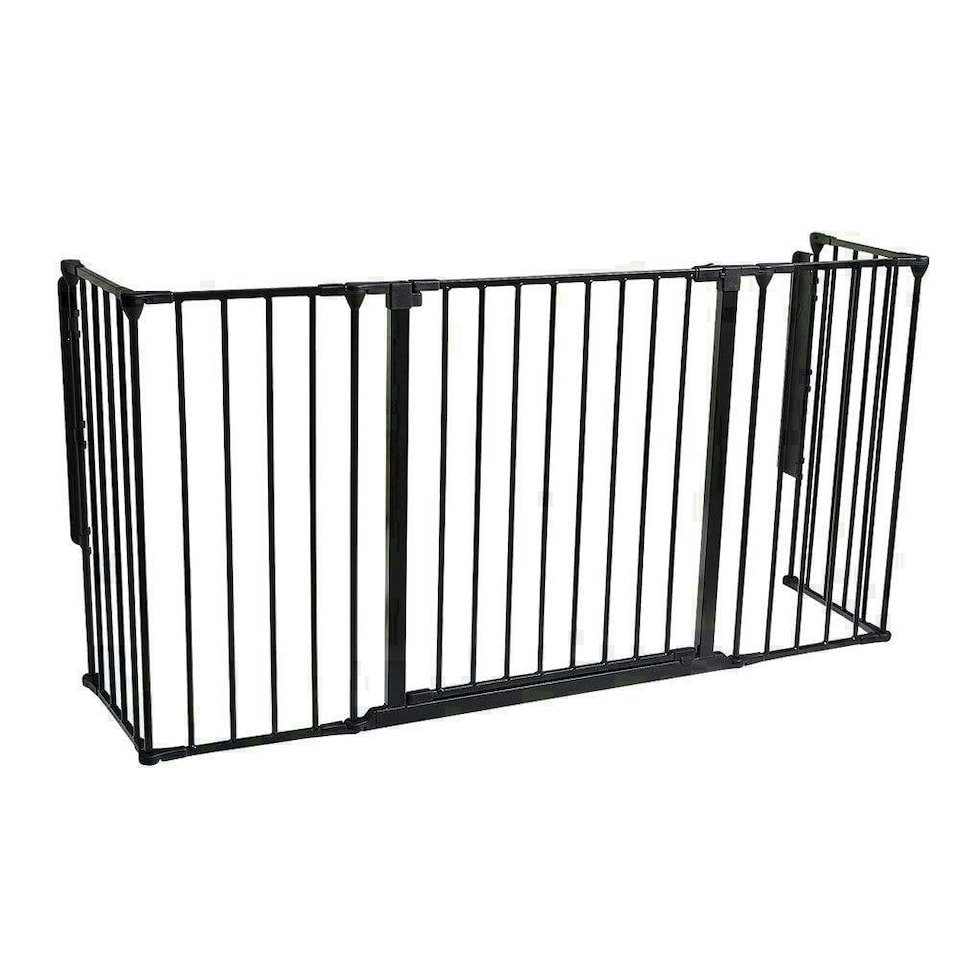 image 1 of Safetots Multi Panel Fire Surround, 38cm Deep x 138cm Wide, Black, 70cm Tall, Child and Pet Safety, Baby and Toddler Fire Guard