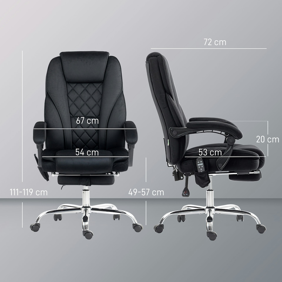 image 1 of Vinsetto Massage Office Chair, Heated Reclining Desk Chair, Black