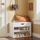 image 2 of SoBuy 2-Tier Shoe Storage Bench with Folding Padded Seat, White, 23.6x11.8x17.3 in, 13 kg - FSR25-W