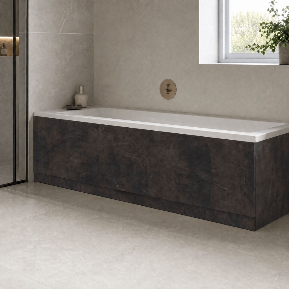 image 1 of Balterley Edge/Power Straight Front Bath Panel & Plinth | Grey | Metallic Slate | 1
