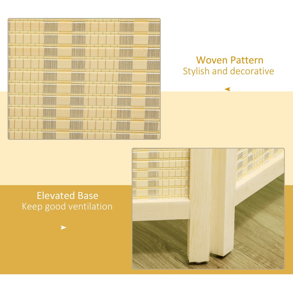 image 1 of HOMCOM 4 Panel Folding Room Divider 170cm Wall Privacy Screen Protector Natural Brown | Natural | 180 x 180 cm