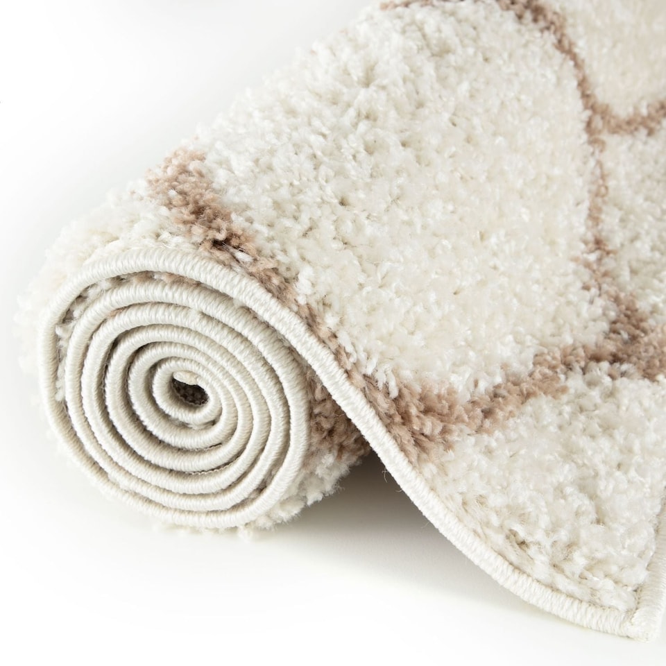 image 1 of The Rugs Moroccan Collection Soft High Pile Shaggy Trellis Floor Rugs and Runners Living Room