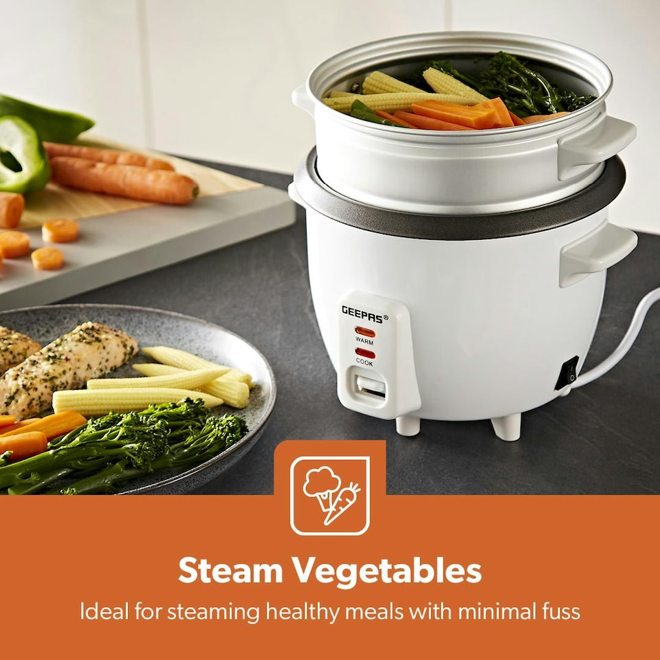 image 1 of GEEPAS 300W Rice Cooker & Steamer with Keep Warm Function, 0.6L