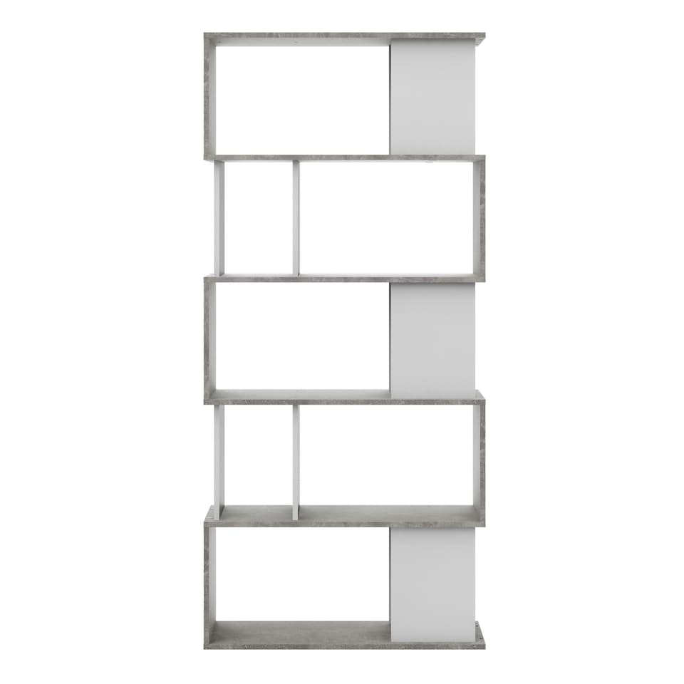 image 1 of Maze Open Bookcase 4 Shelves in Concrete and White