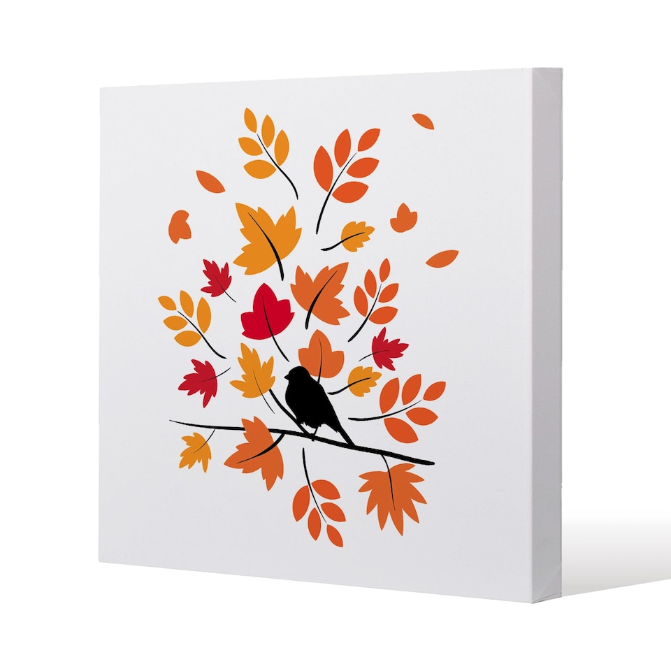 Autumn Bird on Branch (Canvas Print) / 127 x 127 x 4cm | Multi