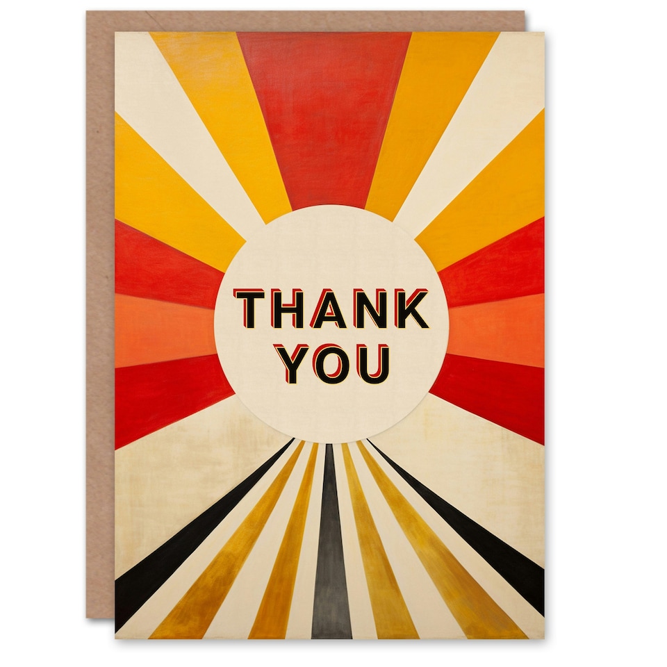 image 1 of Modern Abstract Sunburst Rays Thank You Card
